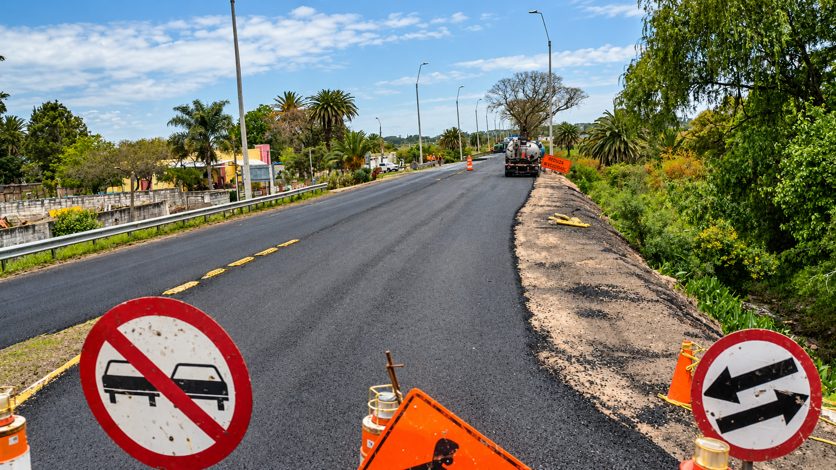 Obras en el acceso a Carmelo por ruta 21 dificultan la circulación junto al puente giratorio